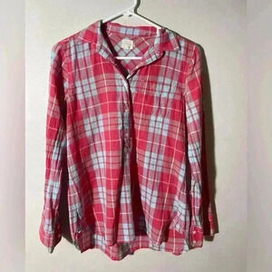J.Crew Red & Blue over sized Tunic length Plaid Perfect Shirt - Size XXS